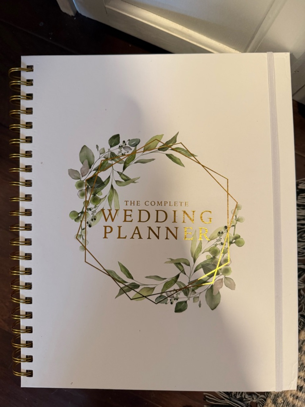 Wedding Planner Spiral Notebook in White with Green Leaf Design